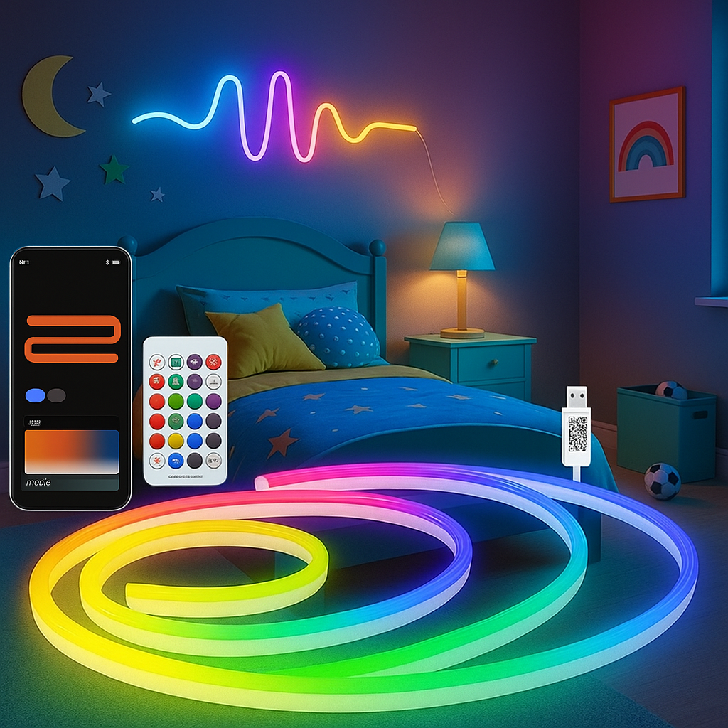 RGB Light Strips with Bluetooth App and Remote